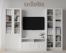 Изображение товара Книжный шкаф Билли 374 white ИКЕА (IKEA) с тумбой под телевизор на сайте adeta.ru